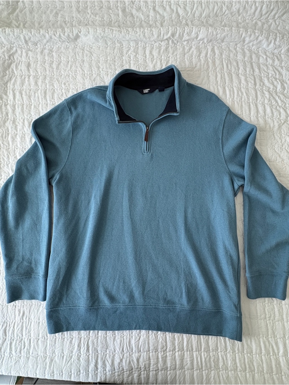 Lands' End Men's Quarter-Zip Sweater in Slate Blue